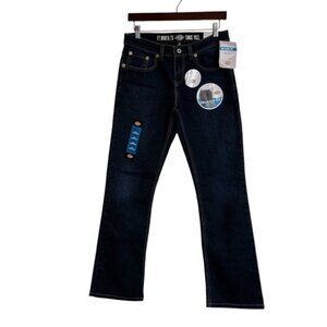 Dickies Women’s Dark Wash Denim Jeans 4R Boot Cut Mid Rise Relaxed Fit Stretch